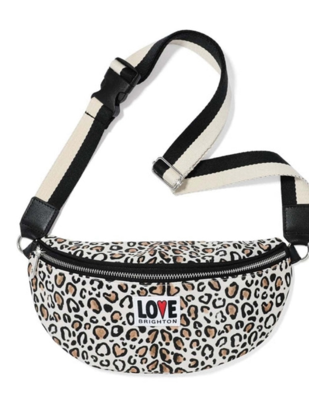 Brighton Leopard Print Crossbody Belt Bag in Black, Cream, Tan